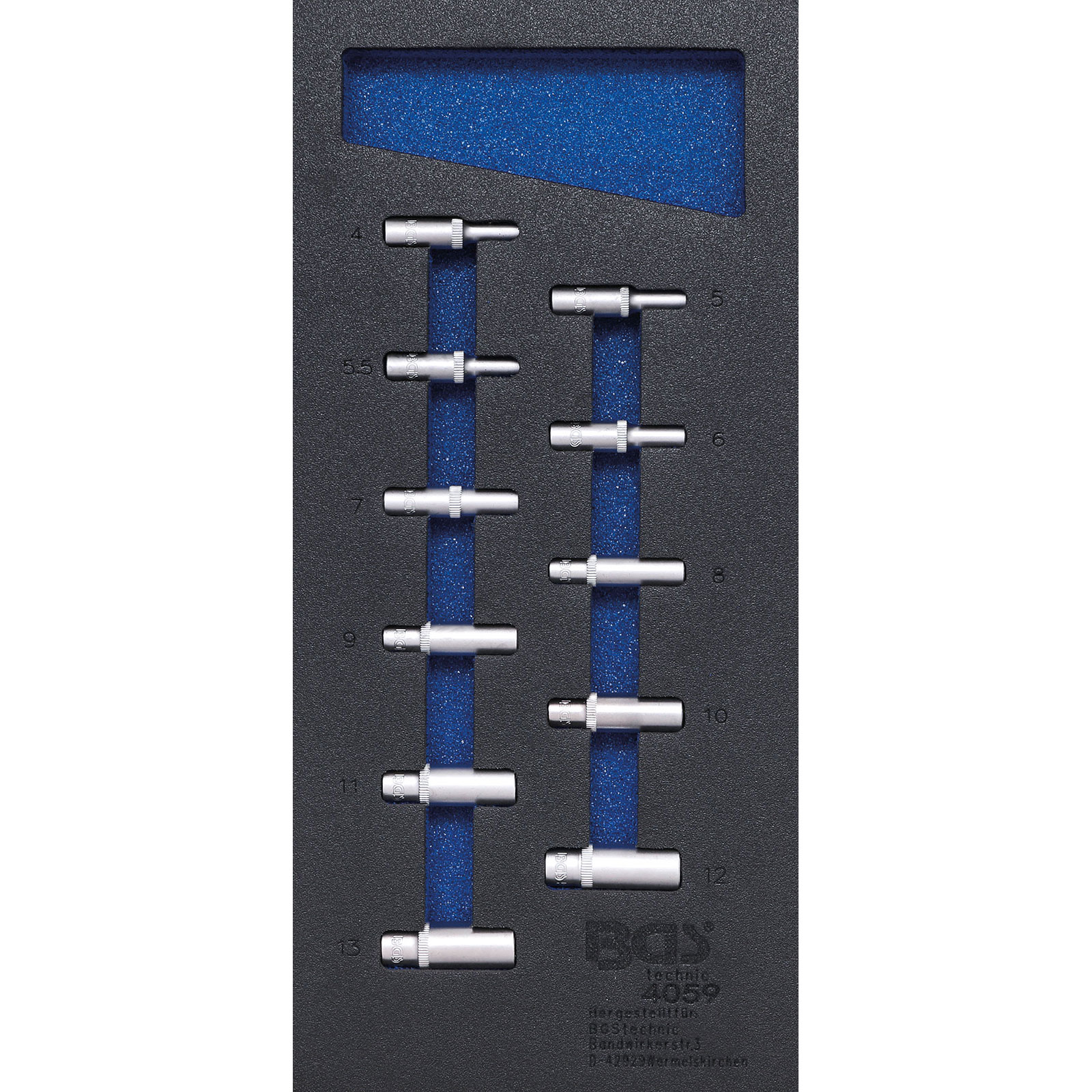 BGS Werkstattwageneinlage 1/3: Steckschlüssel-Einsätze Sechskant 6,3 mm (1/4") tief |11tlg. - 4059