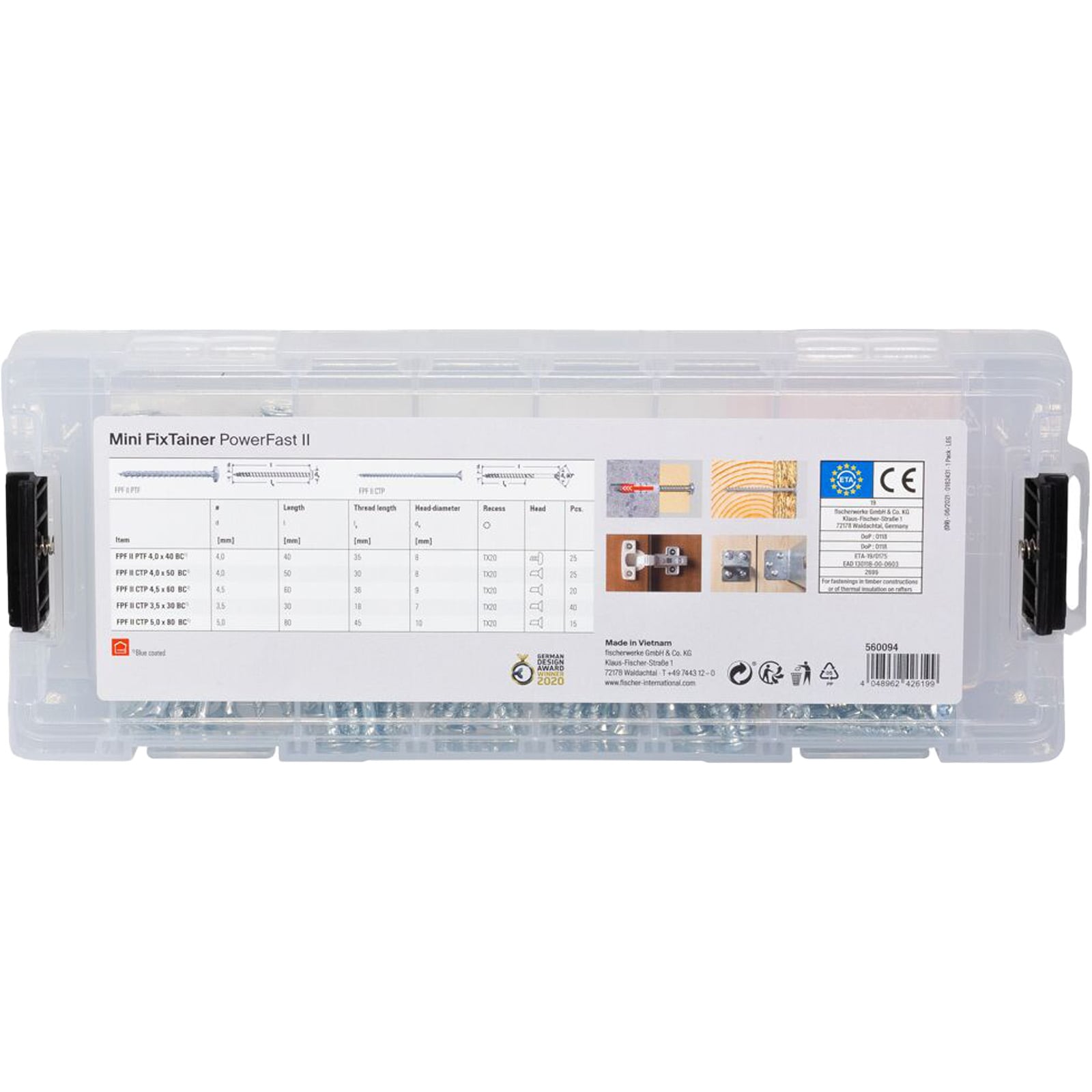 Fischer MiniFixTainer - PowerFast II (125 Stk.) - 560094