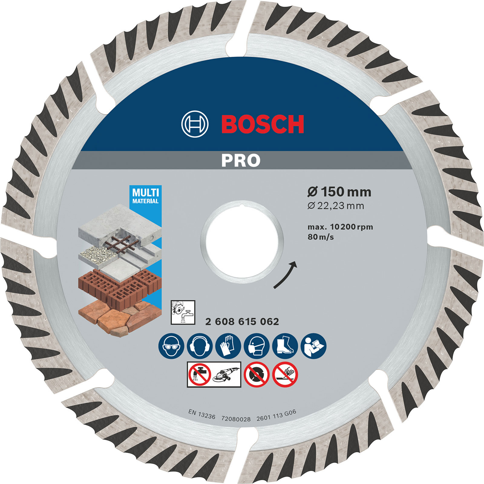 Bosch PRO Multi Material Diamanttrennscheibe 150 x 22,23 mm - 2608615062