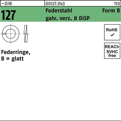 Federring DIN 127 B 10 Federstahl galv.verz. 8 DiSP 1000 Stück