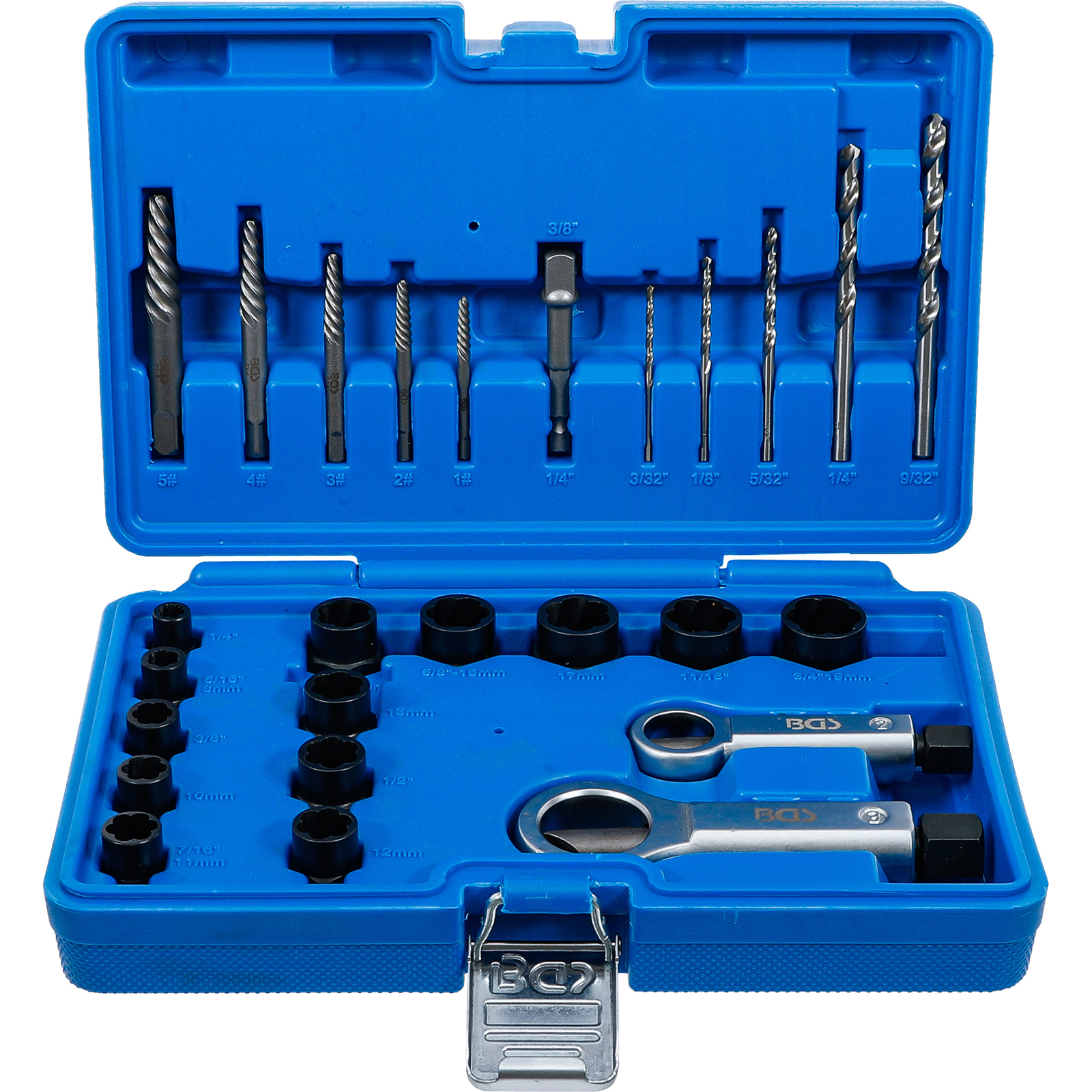 BGS Spiral-Profil-Steckschlüssel-Einsatz / Schraubenausdreher und Mutternsprenger-Satz | 26-tlg. - 74581