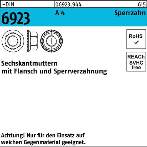 Sechskantmutter DIN 6923 Flansch M5 A 4 Sperrzahnung 500 Stück