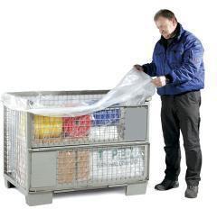 Seitenfaltensack Maße (B+SFxL) 1300+950x2400mm S.50µ LPDE transp. f.Gitterbox