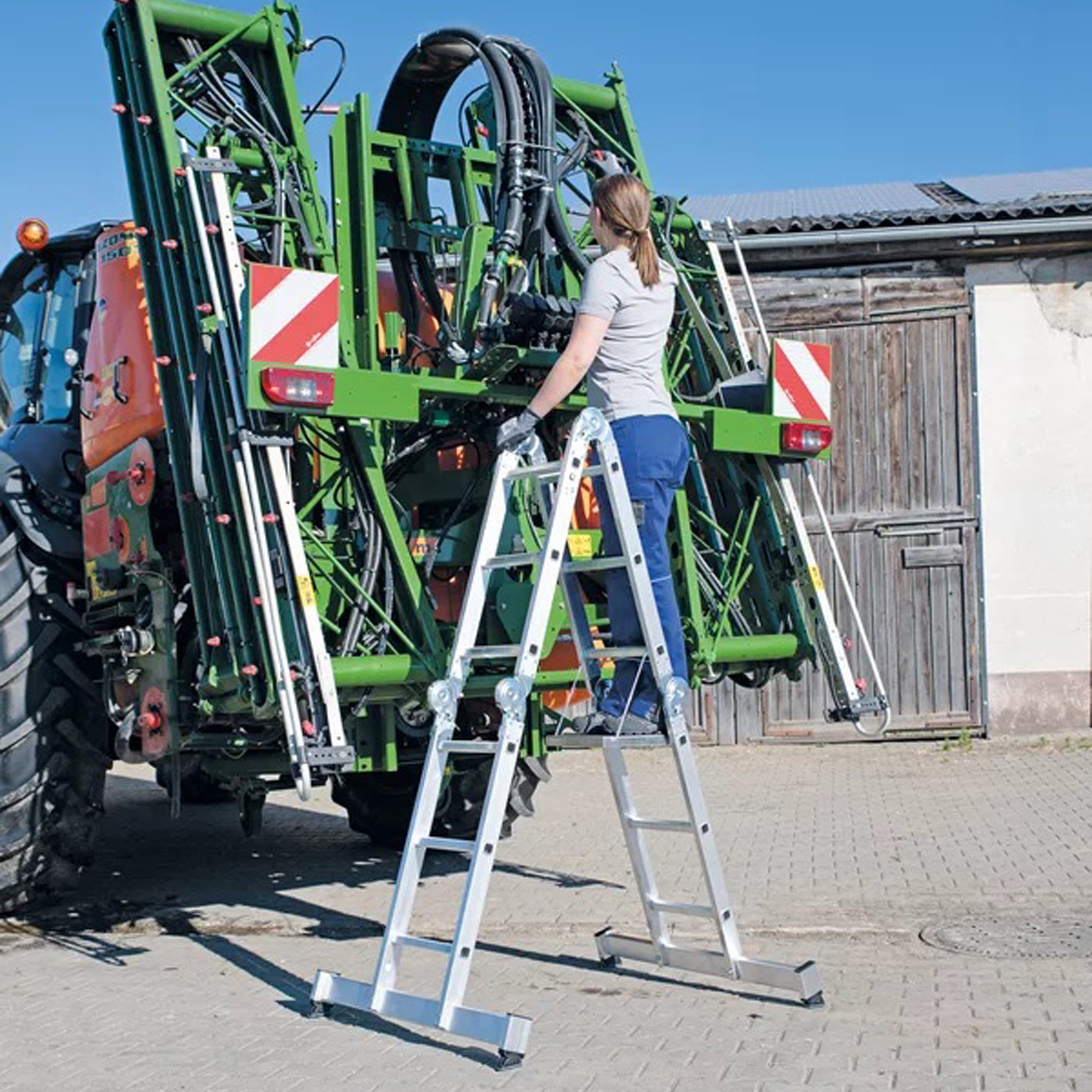 Günzburger Steigtechnik Vielzweckleiter 4tlg. mit nivello-Traverse 4 x 3 Sprossen - 031312