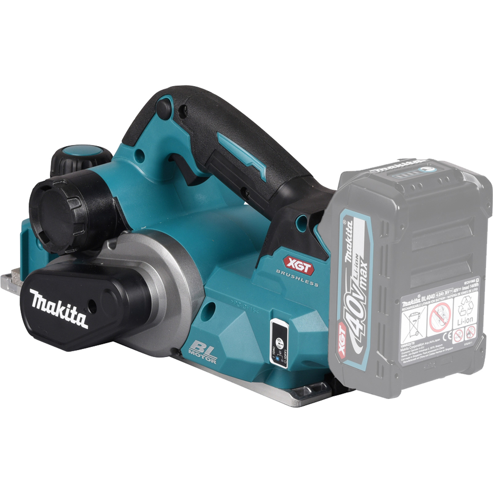 Makita KP001GM201 Akku-Hobel 40V max. / 2x 4,0 Ah Akku + Ladegerät im MAKPAC