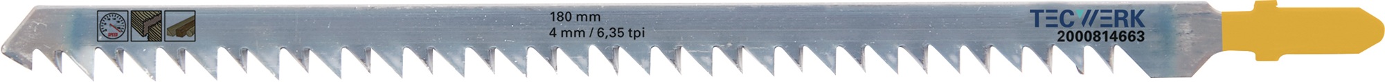 Stichsägeblatt Gesamt-L.180mm Zahnt.4mm S.1,27mm HCS 5 St./Karte TECWERK