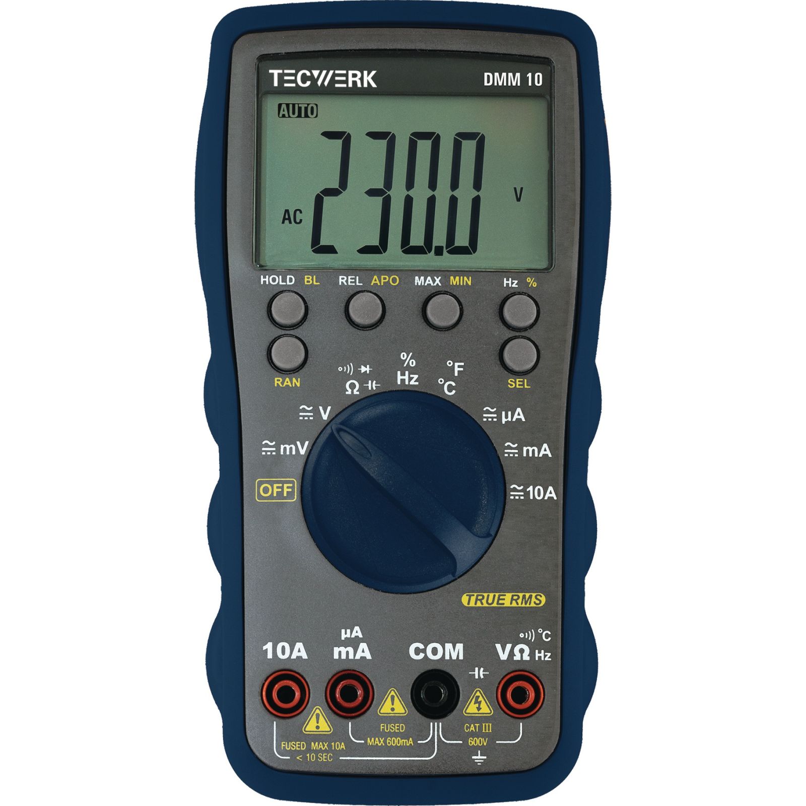 Multimeter DMM 10 0-600V AC/DC TRUE RMS TECWERK