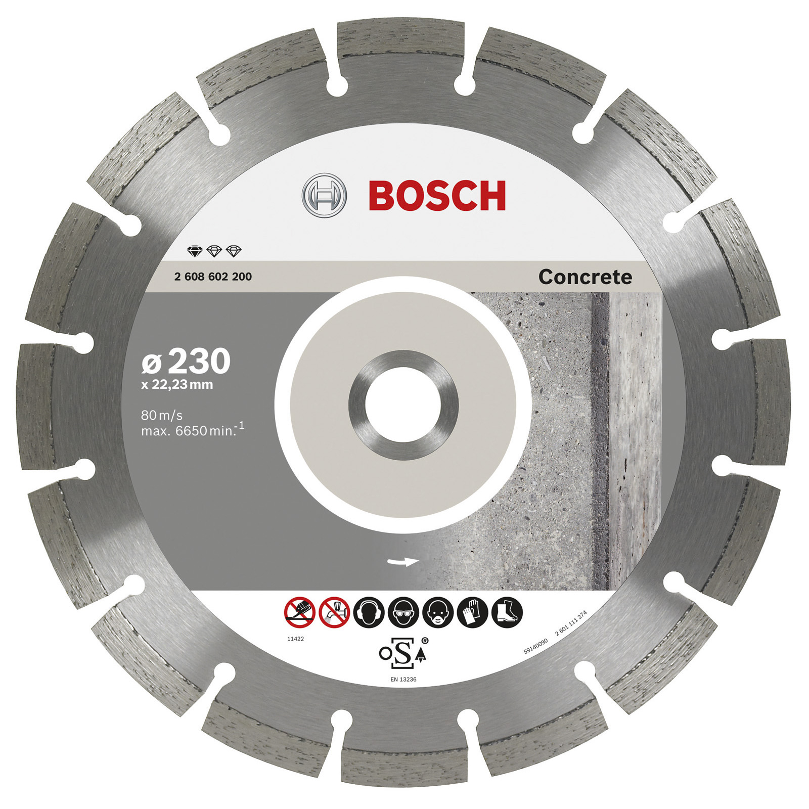 Bosch 10x Diamanttrennscheibe Standard for Concrete, 230 x 22,23 x 2,3 x 10 mm -2608603243