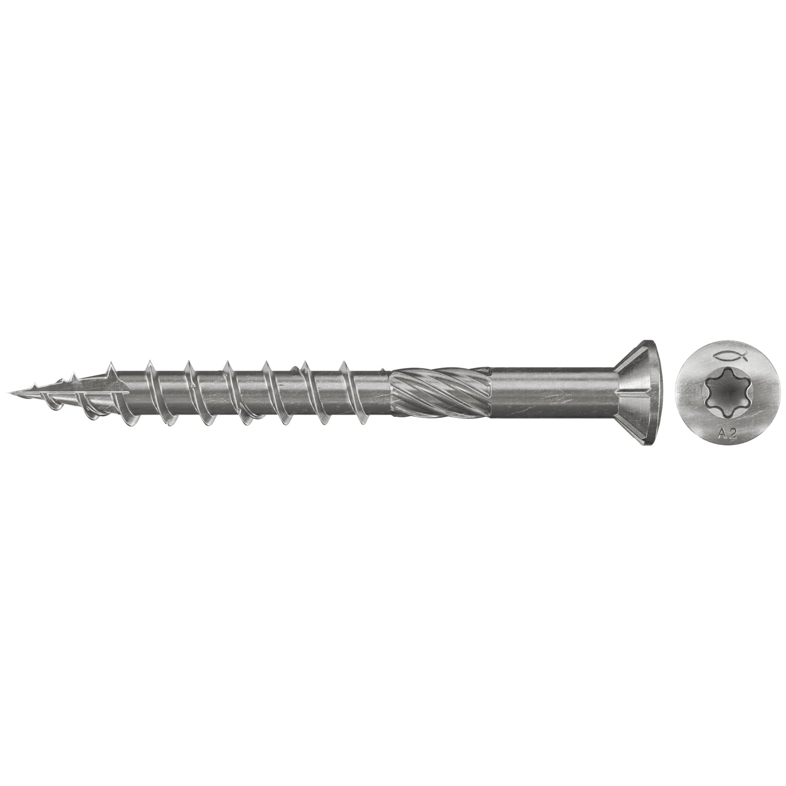 fischer Terrassenschraube FTS-ST 5,0 x 60 200 Senkkopf Innenstern TX  Teilgew. Edelstahl A2 - 578573