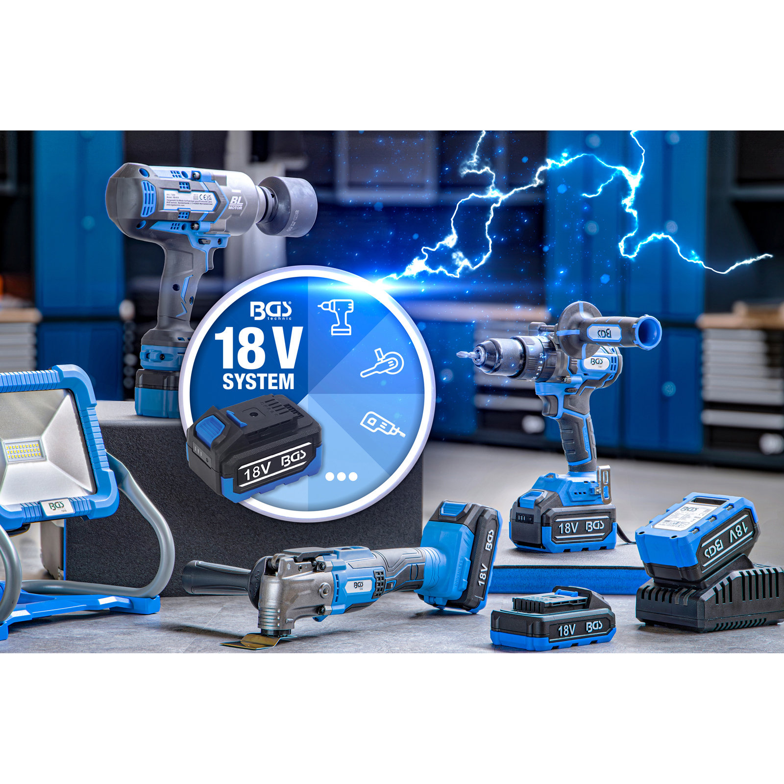 BGS Akku-Exzenter-Poliermaschinen-Satz | bürstenlos | 18 V | mit Akku und Schnell-Ladegerät - 7394