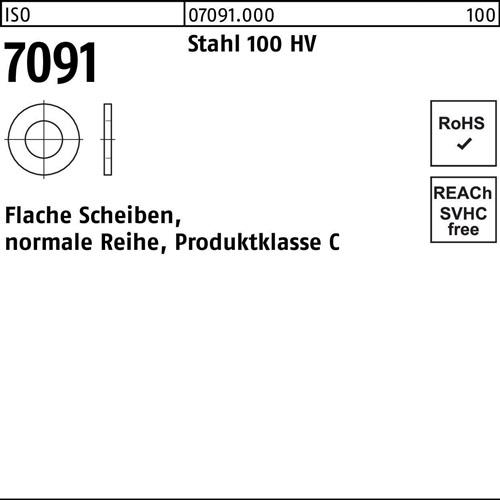 Unterlegscheibe ISO 7091 22 Stahl 100 HV 100 Stück