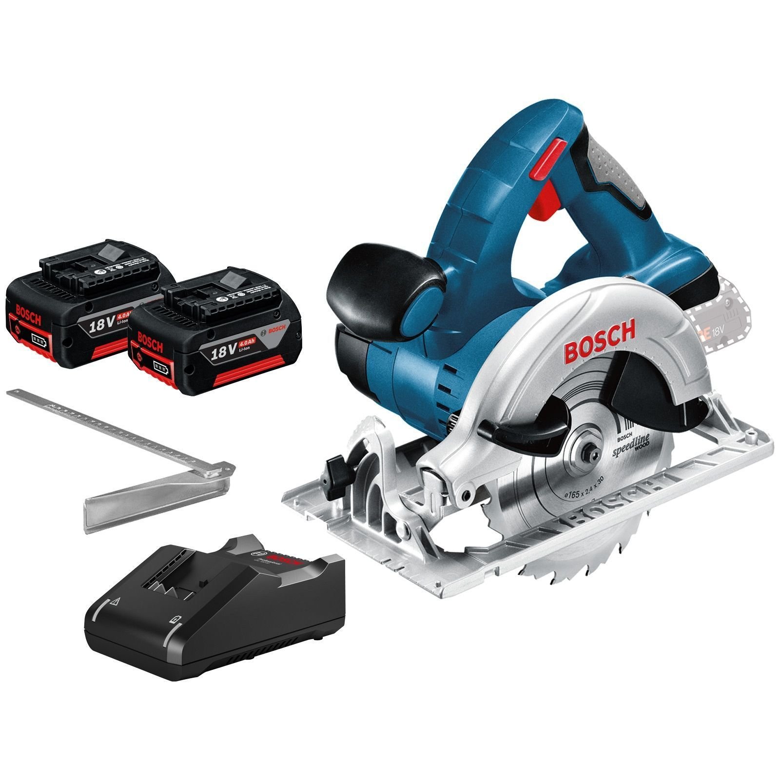 Bosch Akku-Kreissäge GKS 18V-LI Ø 165 mm / 2x 4,0 Ah Akku + Ladegerät - 060166H00B