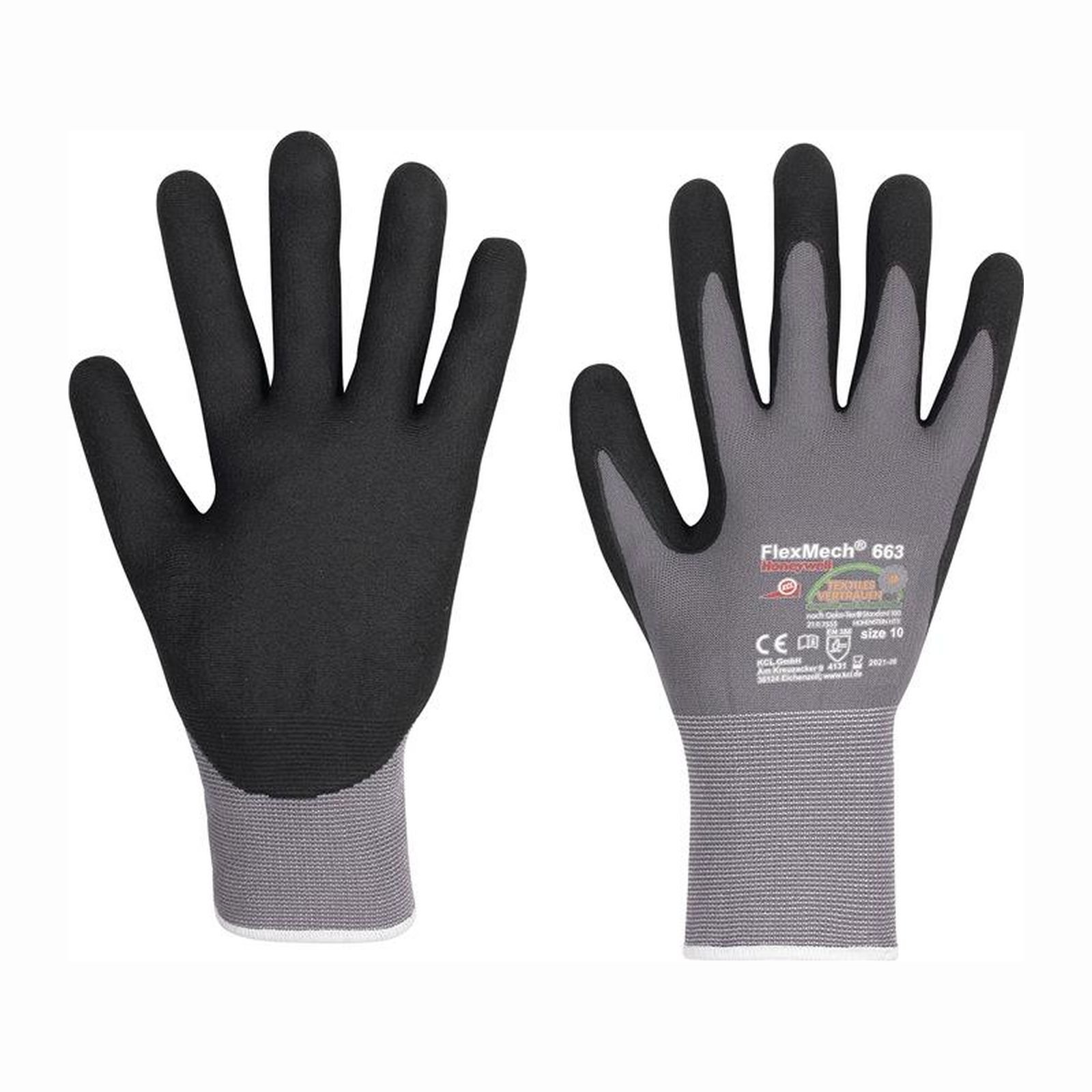 Honeywell 10 Paar Handschuhe FlexMech 663 grau / schwarz