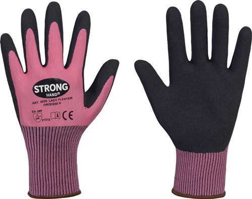 STRONGHAND Handschuhe LADY FLEXTER pink / schwarz EN 420 EN 388 PSA II Gr. 7 - 0529-07H