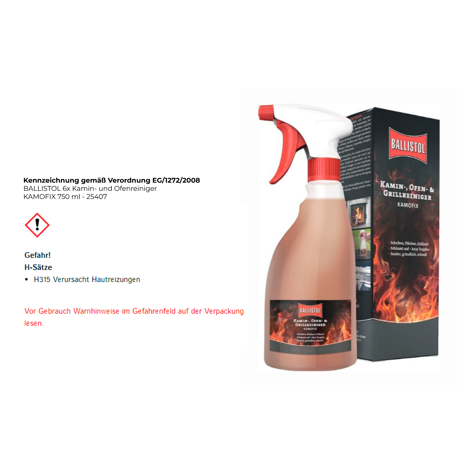 BALLISTOL Kamin- und Ofenreiniger KAMOFIX 750 ml - 25407