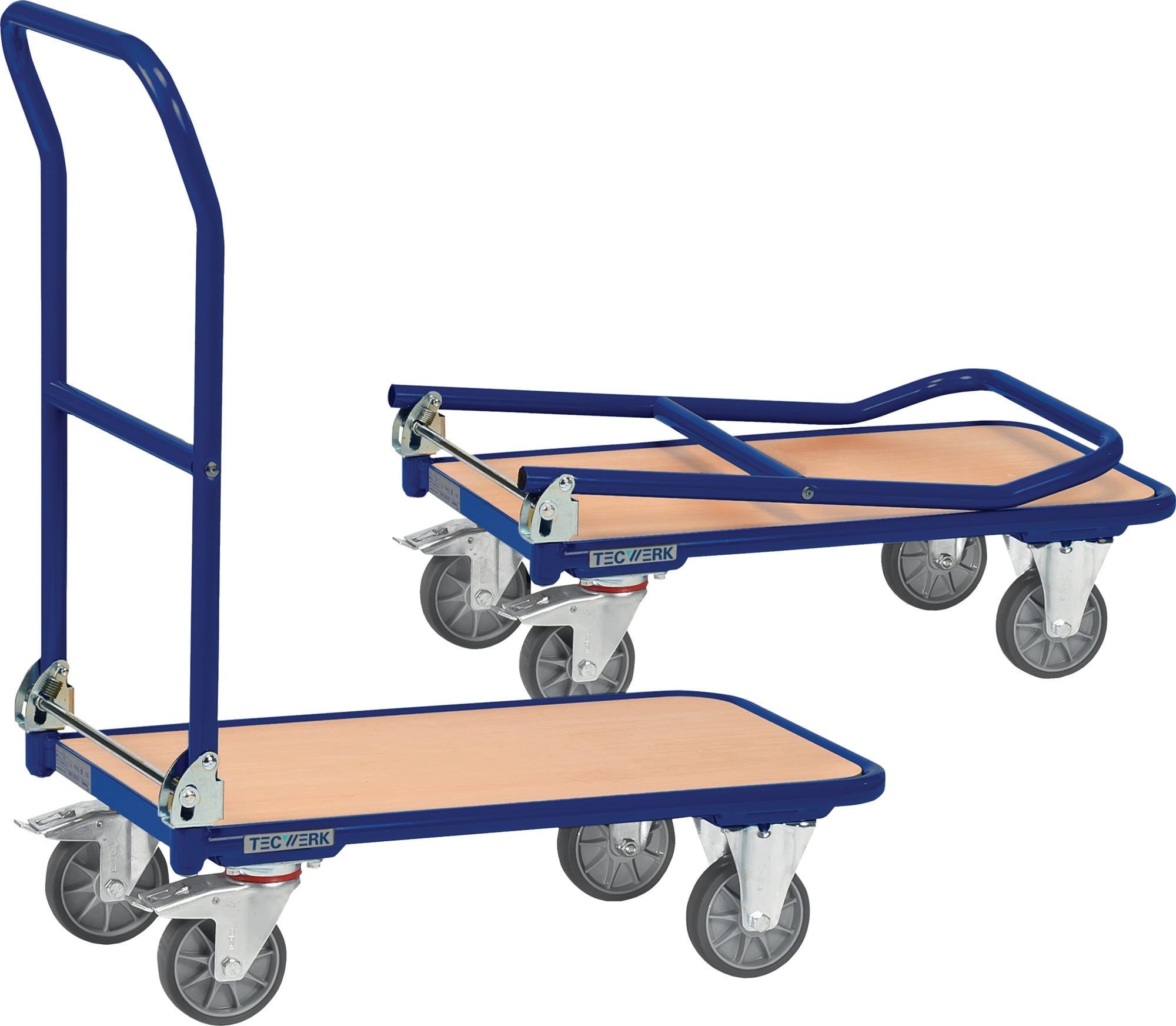 Plattformwagen Ladeflächen L720xB450mm STA taubenblau Trgf.250kg TECWERK