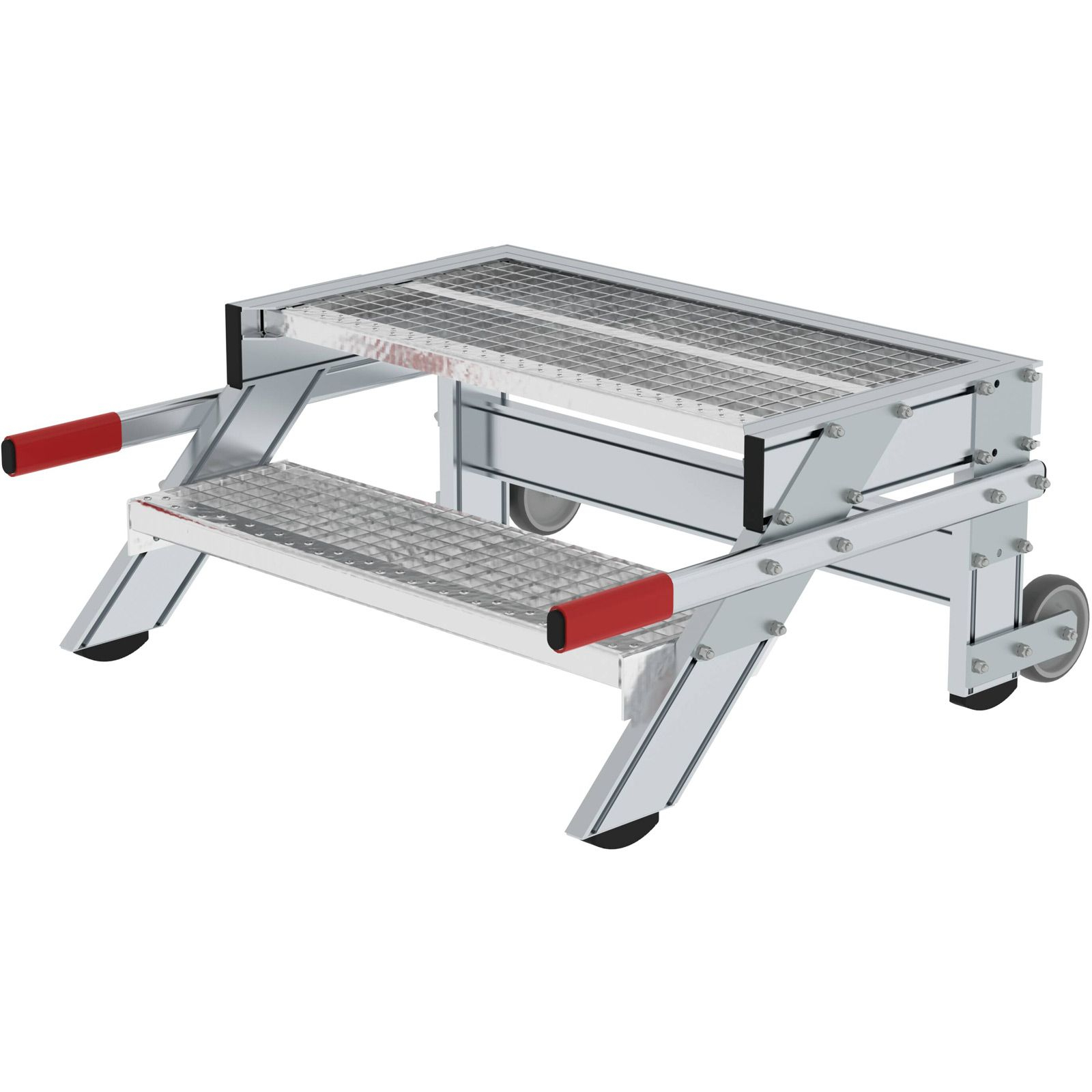 Günzburger Steigtechnik Arbeitspodest fahrbar Stufenbreite 0,8 m Stahl-Gitterrost