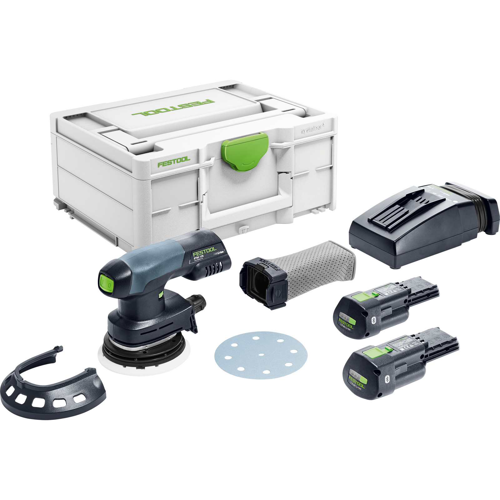 Festool Akku-Exzenterschleifer ETSC 125 3,0 I-Plus / 2x 3,0 Ah Akku + Ladegerät + Zubehör im Systainer - 577694