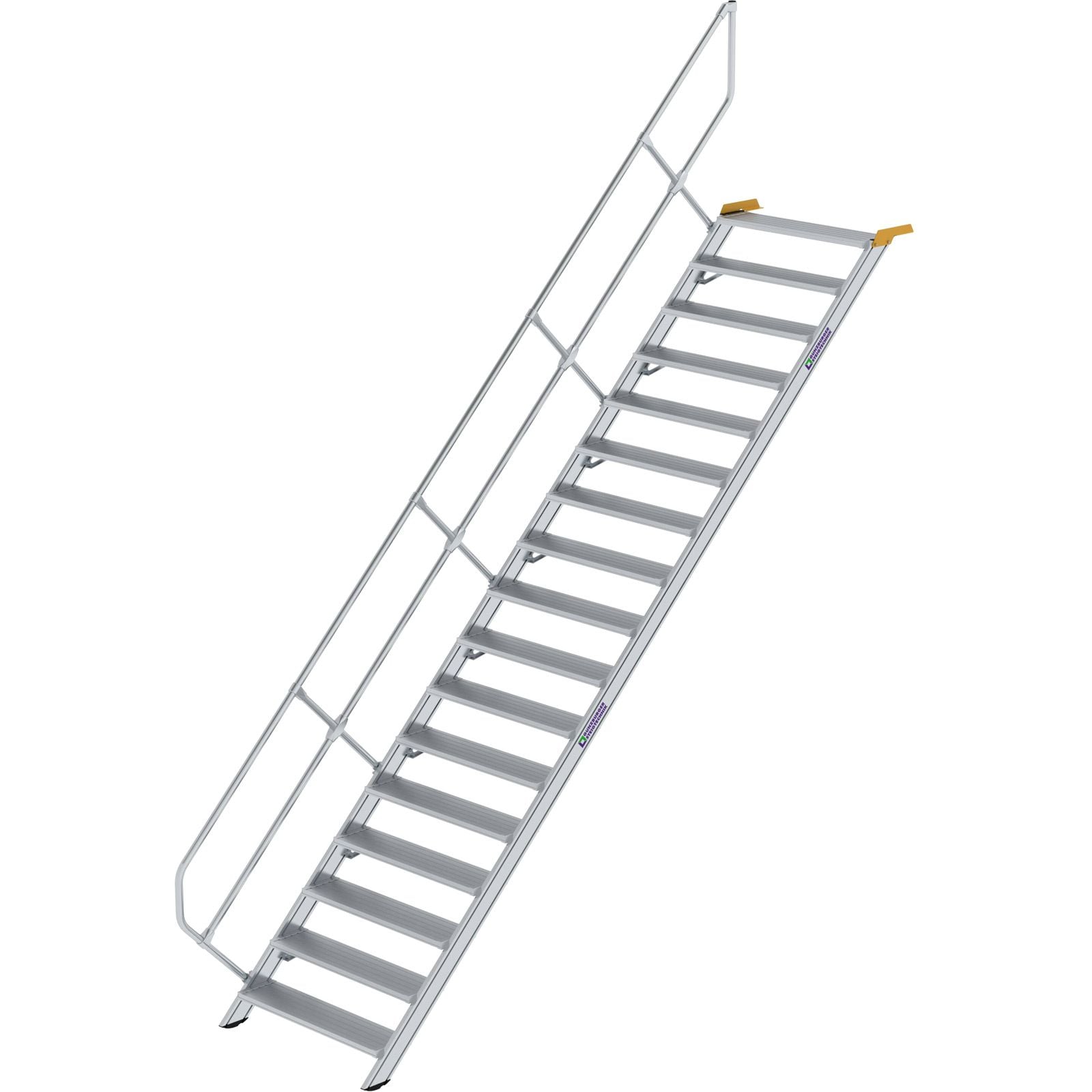 Günzburger Steigtechnik Treppe 45° Stufenbreite 1.000 mm 17 Stufen Aluminium geriffelt - 600357