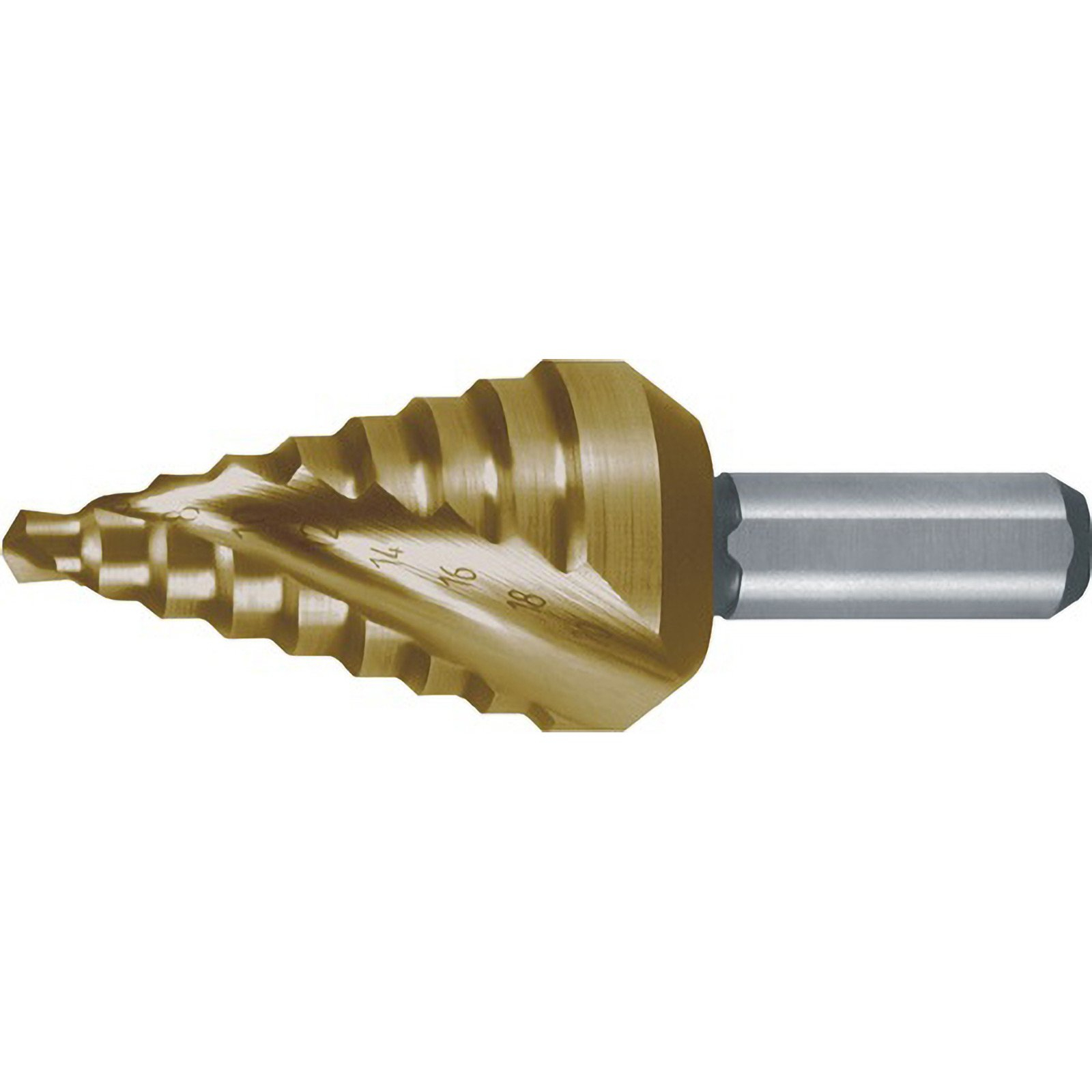 RUKO Stufenbohrer HSS-TiN spiralgenutet mit Kreuzanschliff kurz