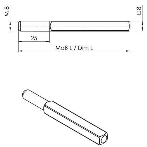 OGRO Wechselstift 115 4-KT.8x90mm STA M8 - 90050052915