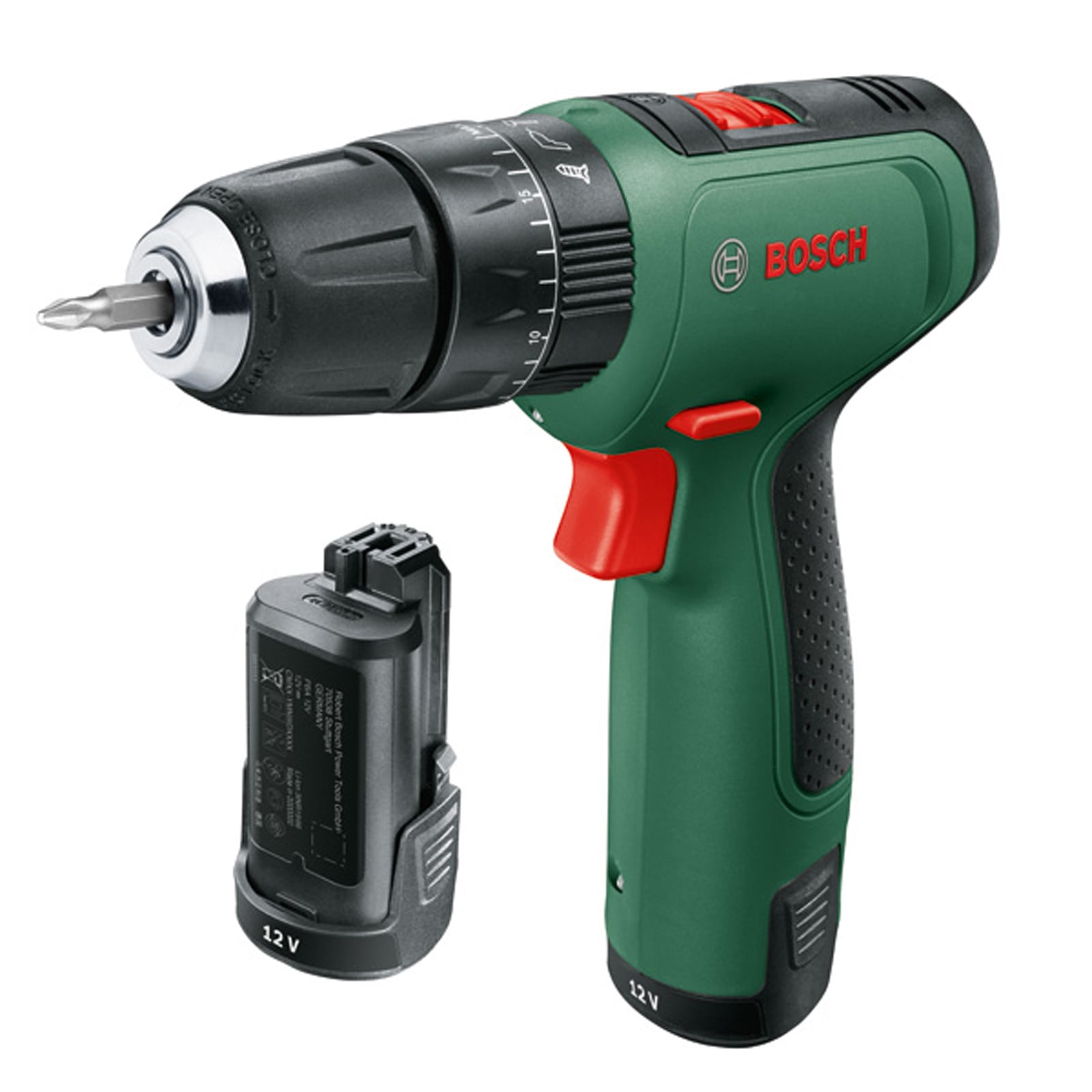 Bosch Akku-Bohrschrauber EasyImpact 1200, 2 x Akku PBA 12V 1.5Ah, Bohrer-Set, Tragekf.
