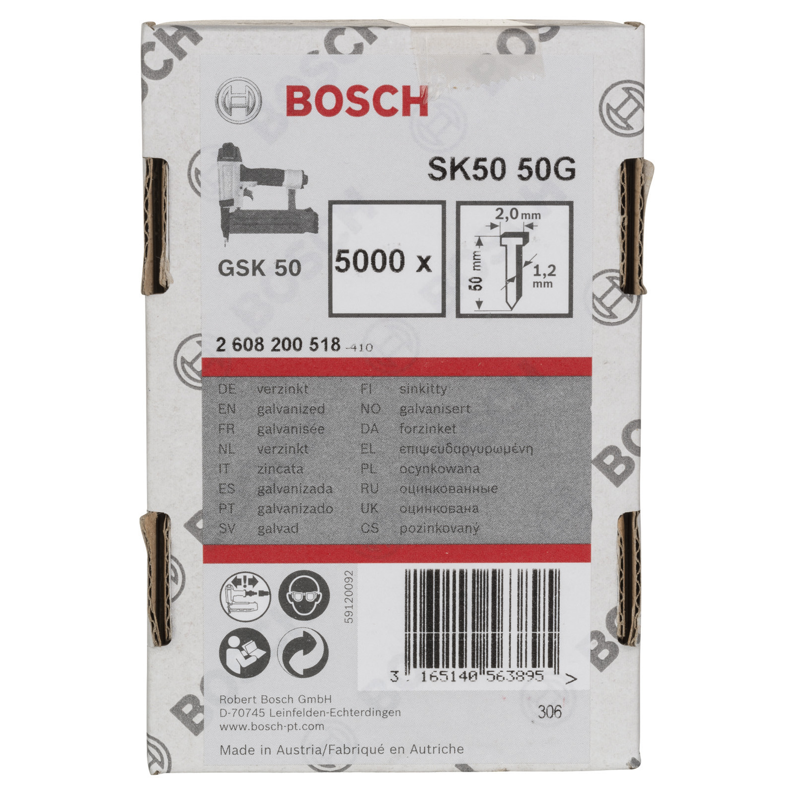 Bosch Senkkopf-Stift SK50 50G, 1,2 mm, 50 mm, verzinkt - 2608200518