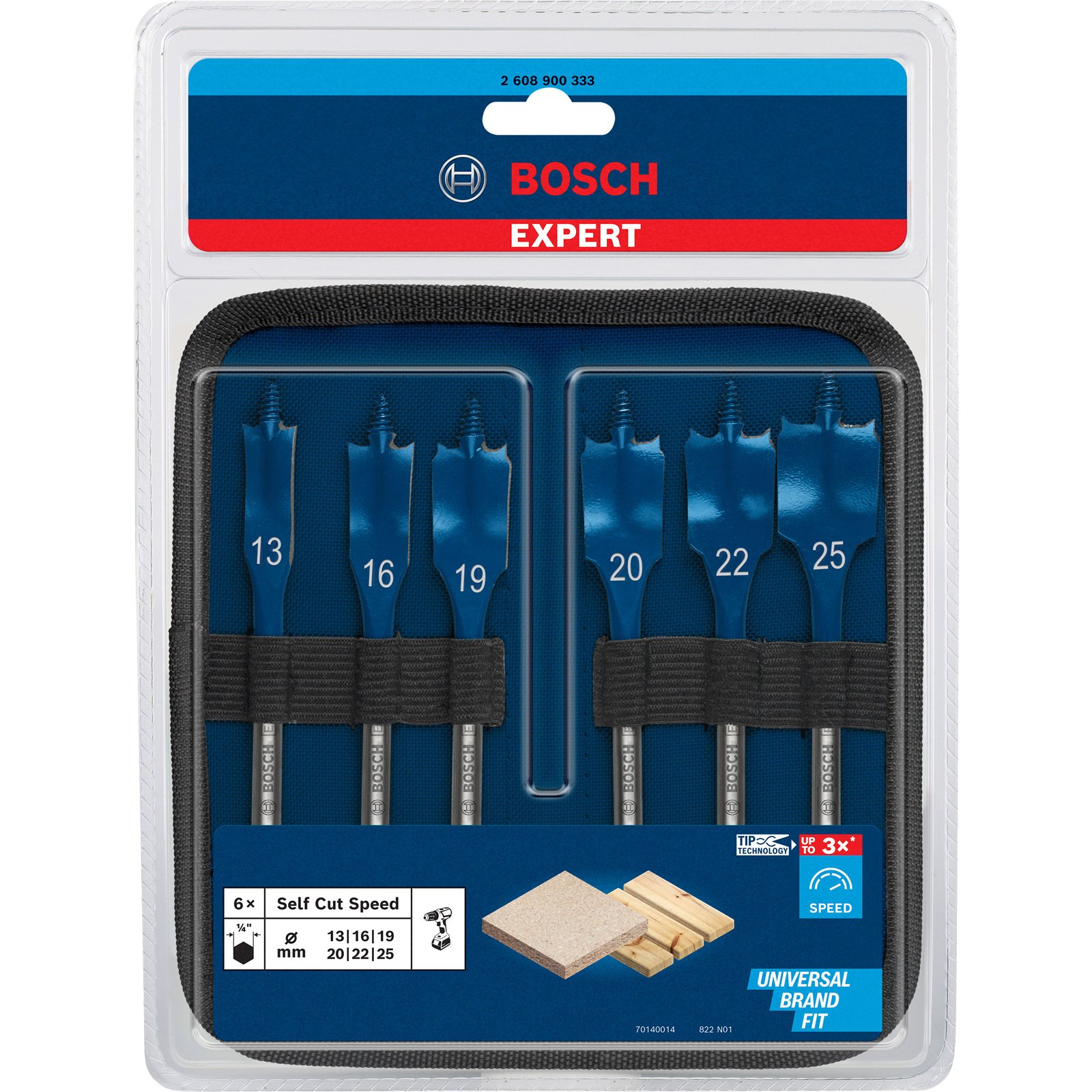 Bosch Expert SelfCut Speed Flachfräsbohrer-Set 13/16/19/20/22/25 mm 6tlg. - 2608900333