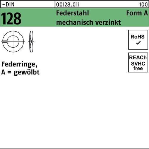 Federring DIN 128 A 6 Federstahl mech.verz. 100 Stück