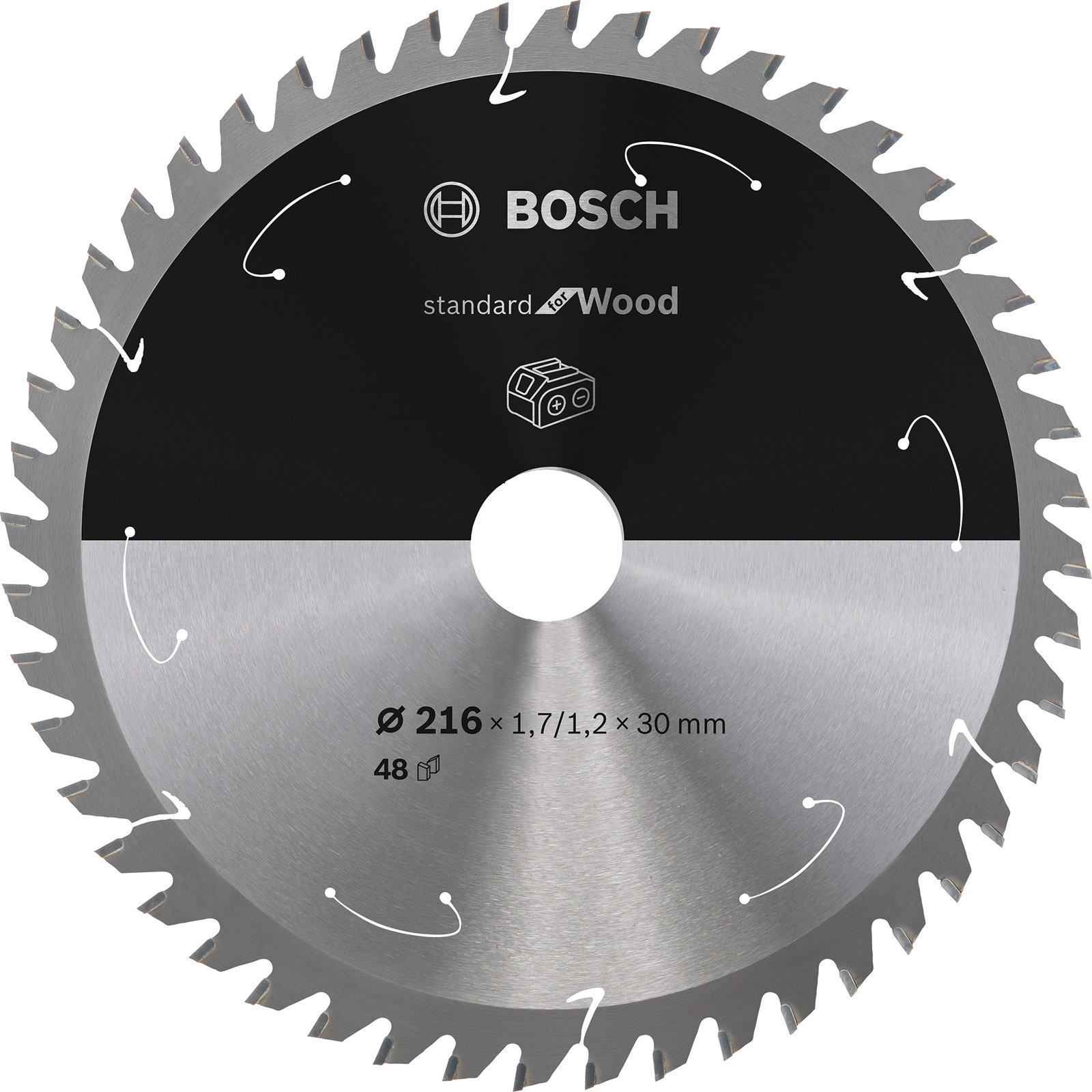 Bosch Kreissägeblatt Standard for Wood, 216 x 1,7/1,2 x 30, 48 Zähne - 2608837723