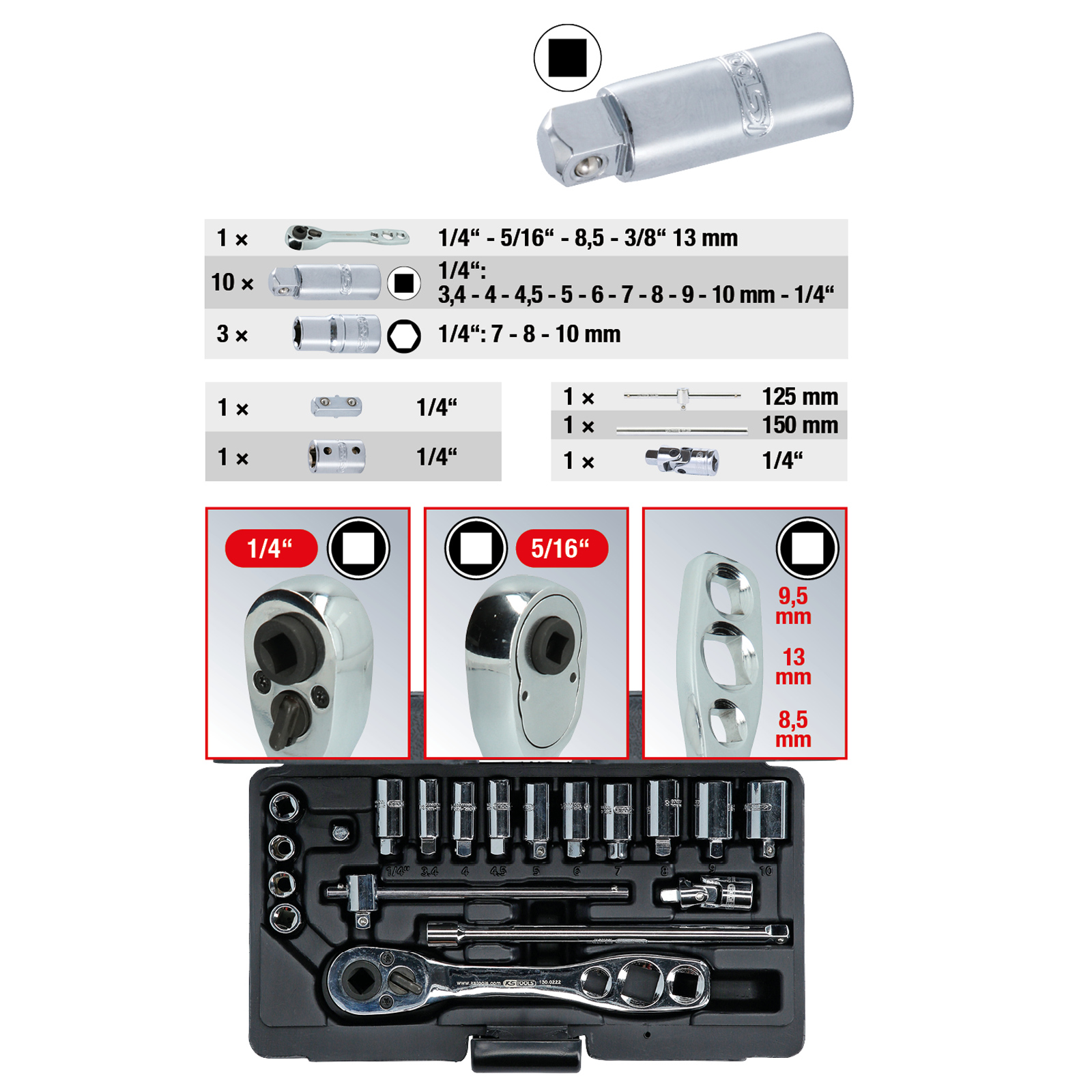 KS TOOLS Kälte-Klima-Steckschlüssel-Satz 19tlg. - 130.0300