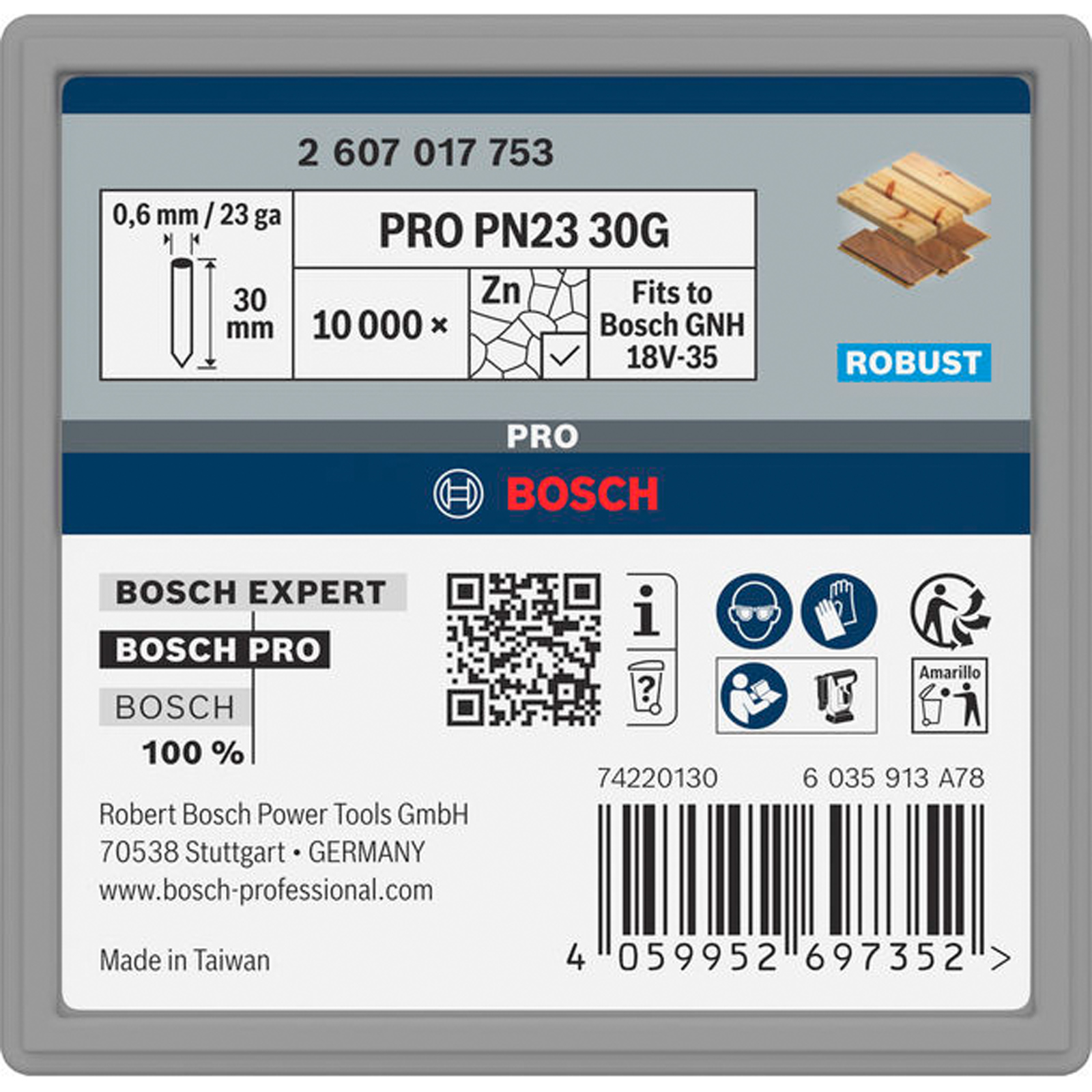 Bosch PRO PN23 G-Pin, 0,65/23 g, verzinkt, 30 mm, 10.000-tlg