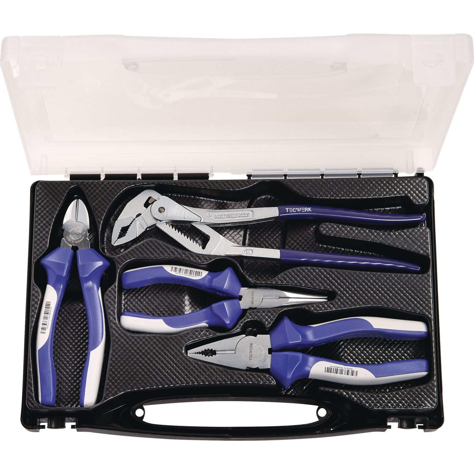 Zangensatz Inh.4-tlg.verchr.Ku.-Koffer TECWERK