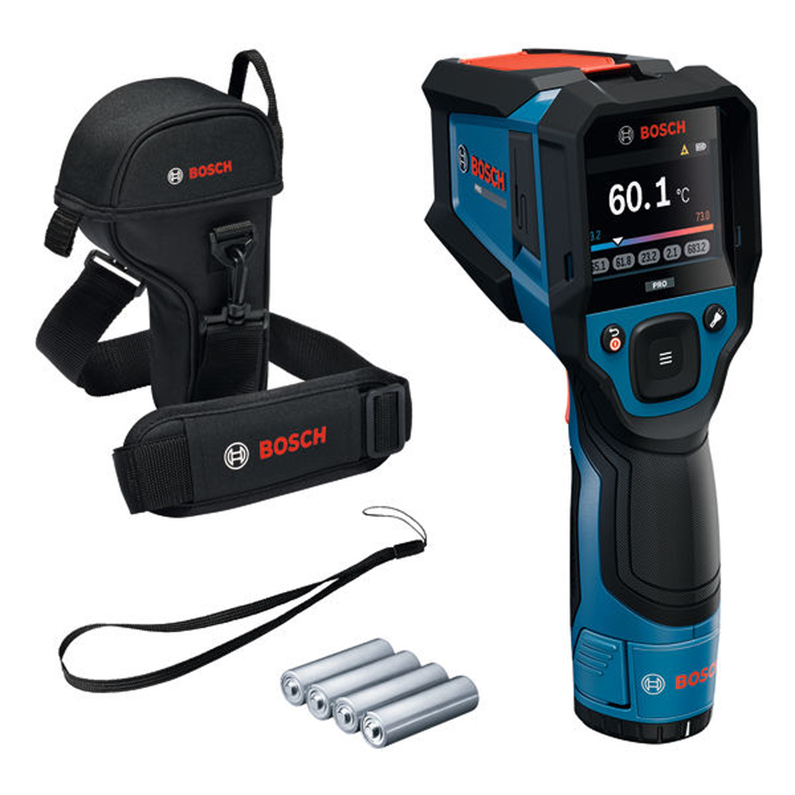 Bosch Thermodetektor GIS12V-800-16 / 4x Batterie 1,5V LR6 + Adapter in Werkzeugtasche - 0601083B00