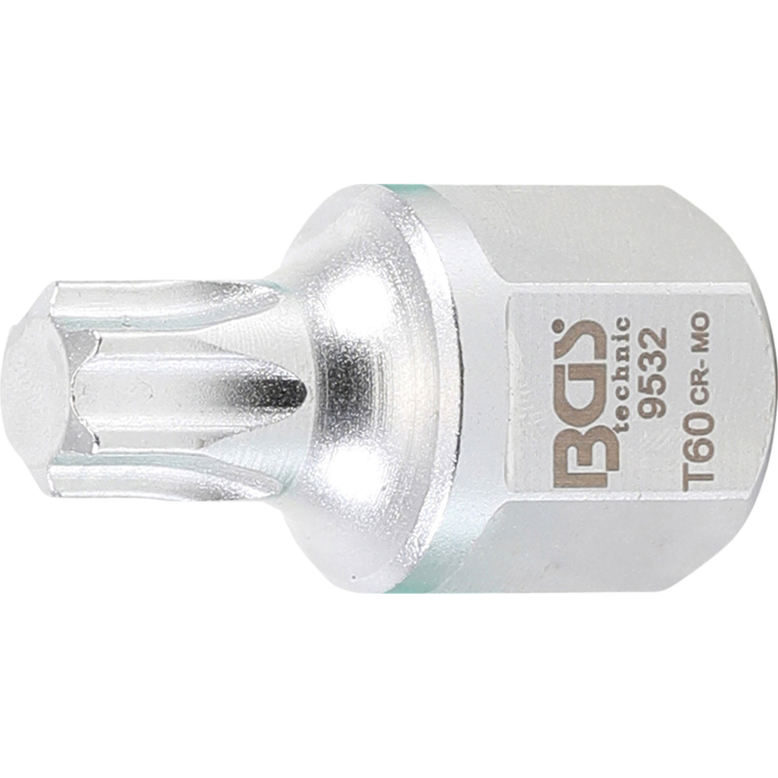 BGS Keilrippenriemen-Bit-Einsatz Antrieb Innenvierkant 12,5 mm (1/2"), Außensechskant SW 22 mm T-Profil (für Torx) T60 - 9532