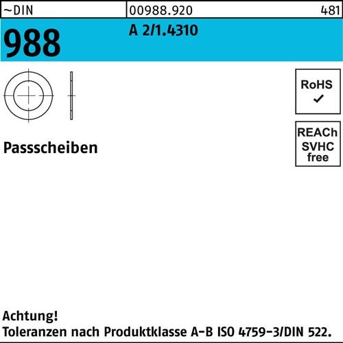 Paßscheibe DIN 988 12x 18x 0,1 A 2/1.4310 100 Stück