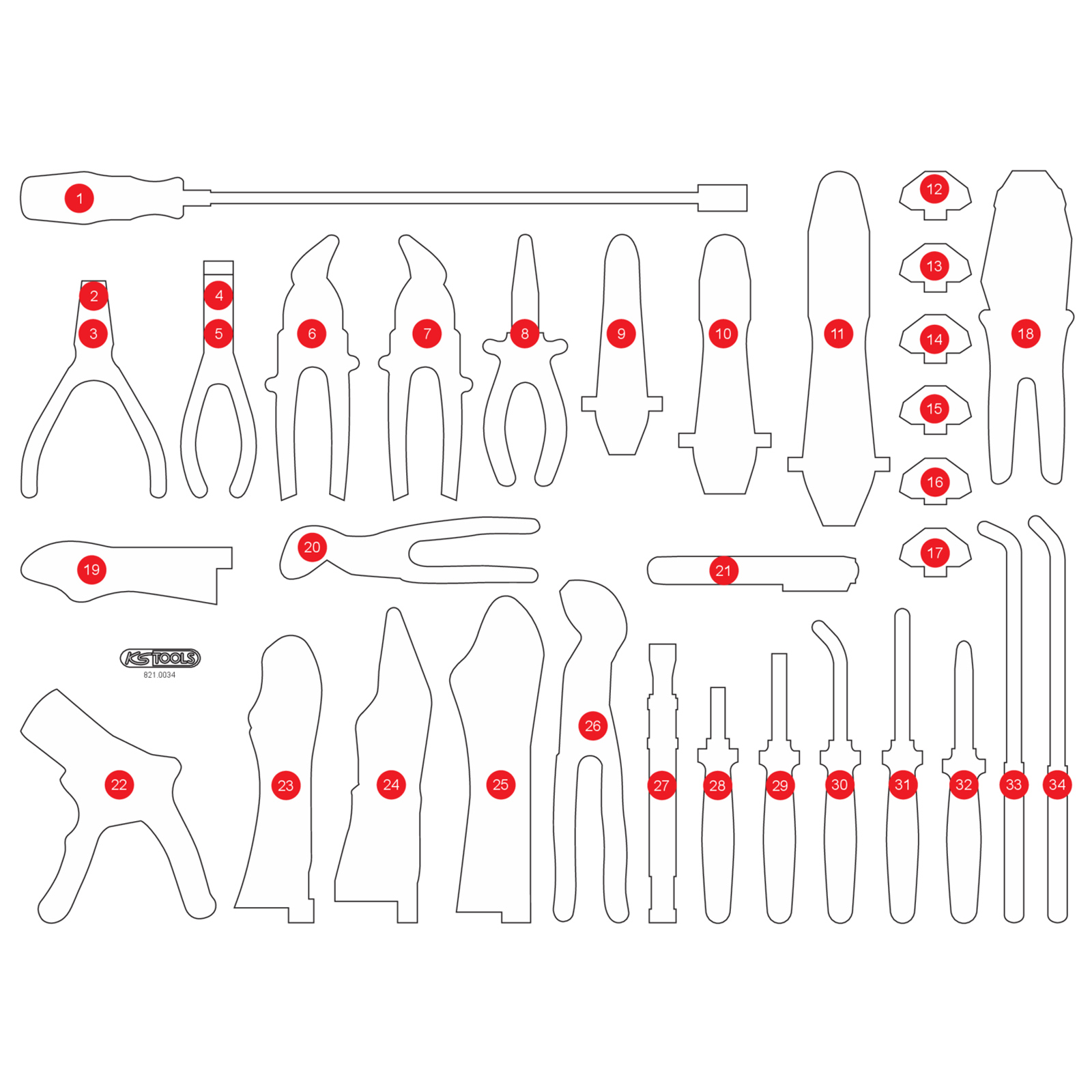 KS TOOLS leere Schaumstoffeinlage zu 821.0034 - 821.0034-97