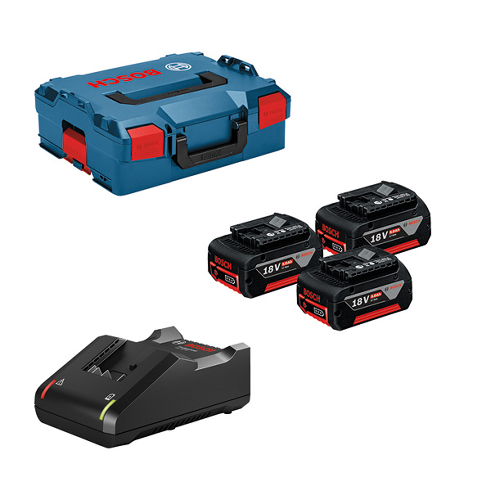 Bosch Professional Set: 3x Akku GBA 18V 5.0Ah in L-BOXX - 0615990L3T