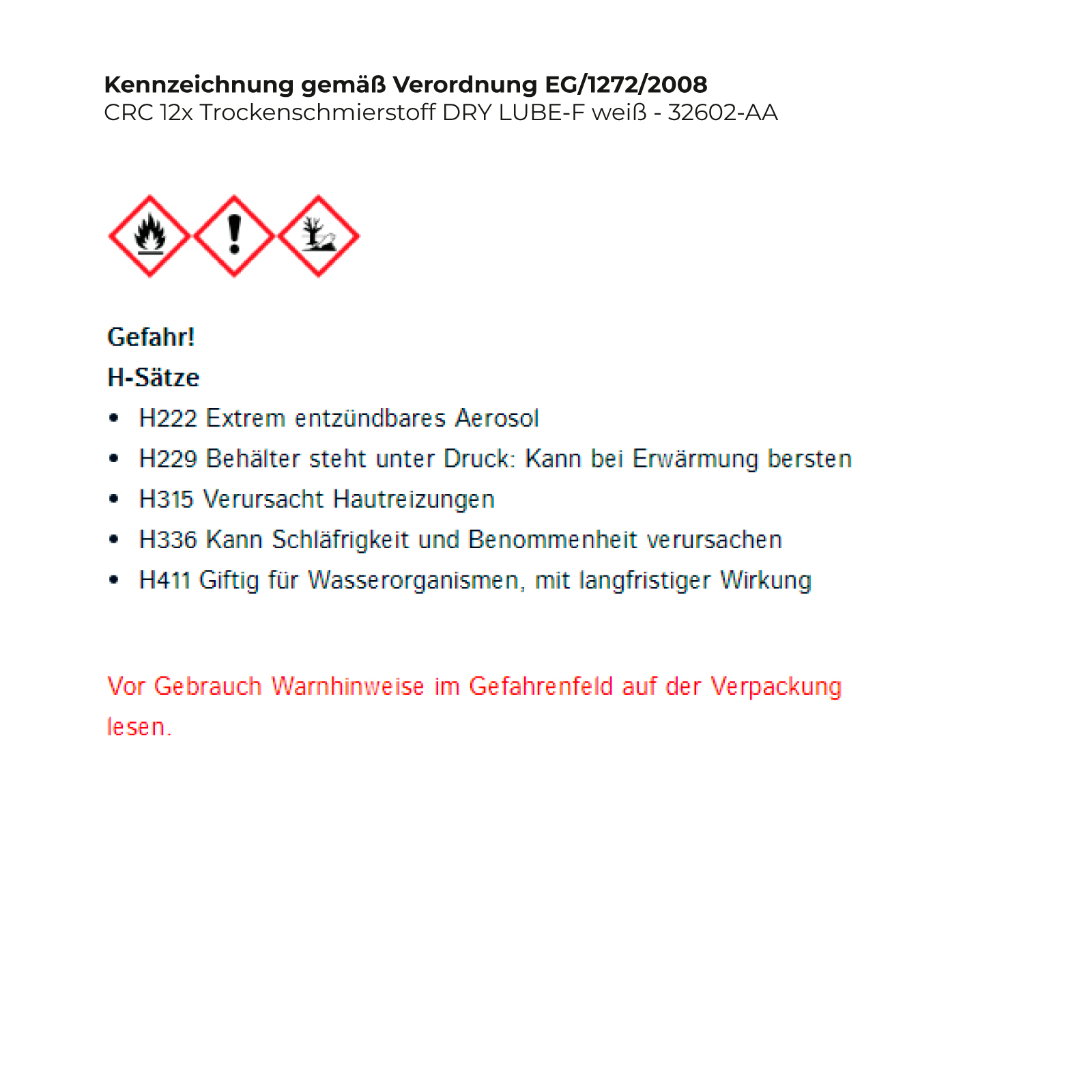 CRC Trockenschmierstoff DRY LUBE-F weiß - 32602-AA