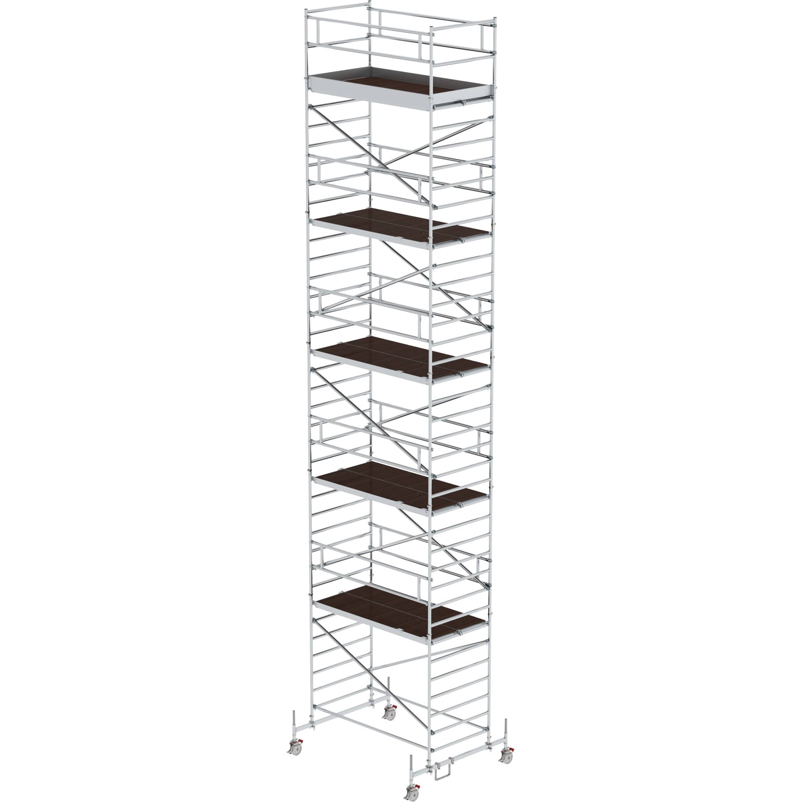 Günzburger Steigtechnik Rollgerüst 1,35 x 2,45 m mit Fahrbalken & Doppel-Plattform Plattformhöhe 10,45 m - 174036