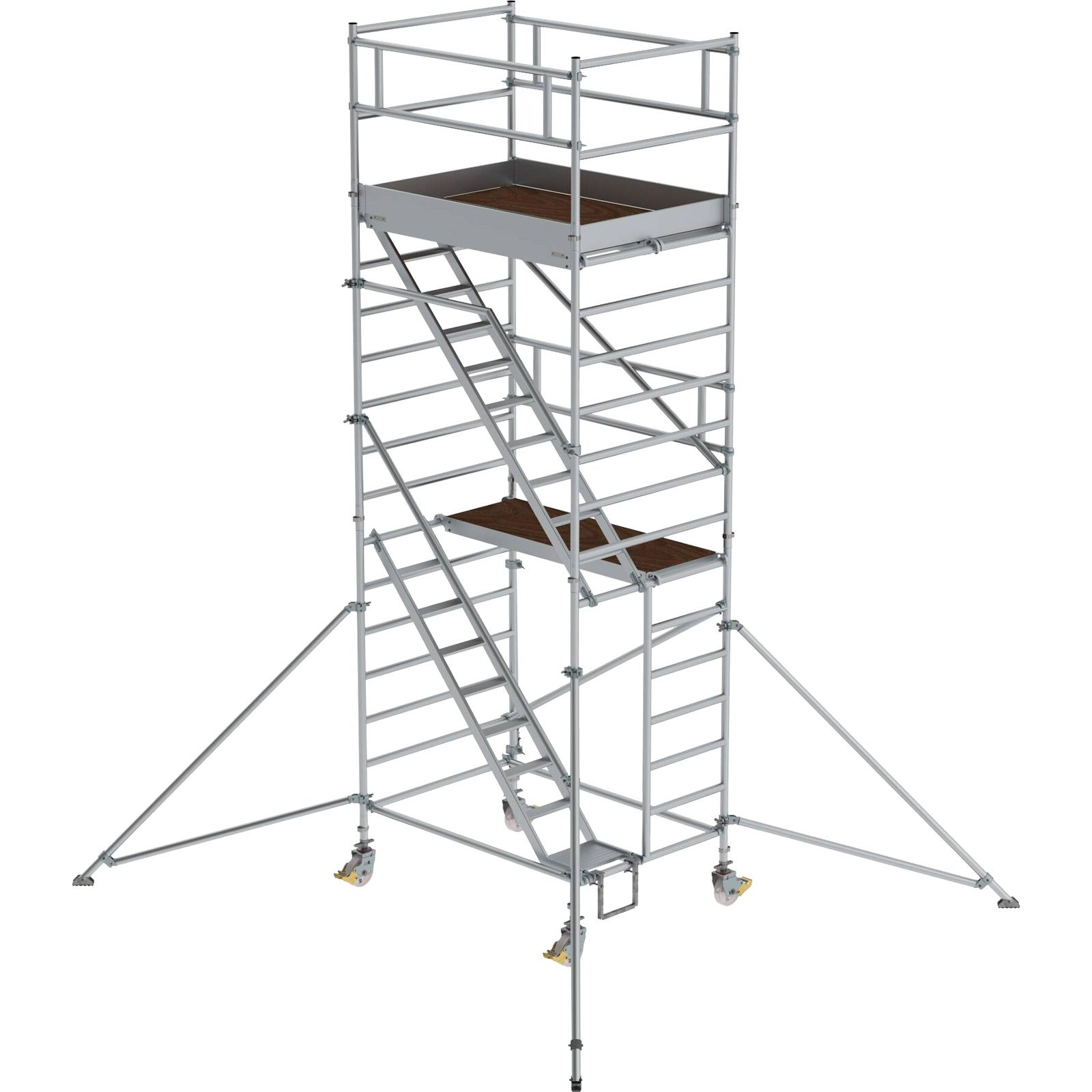 Günzburger Steigtechnik Rollgerüst 1,35 x 1,8 m mit Schrägaufstiegen & Ausleger