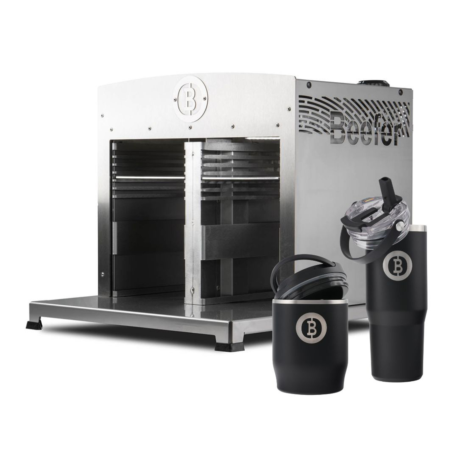 BEEFER Twin Pro DE/AT 20 NGH Erdgas mit Trennwand 800°C Oberhitzegrill mit Thermobecher & Thermobehälter im Set - 1130012-Set1