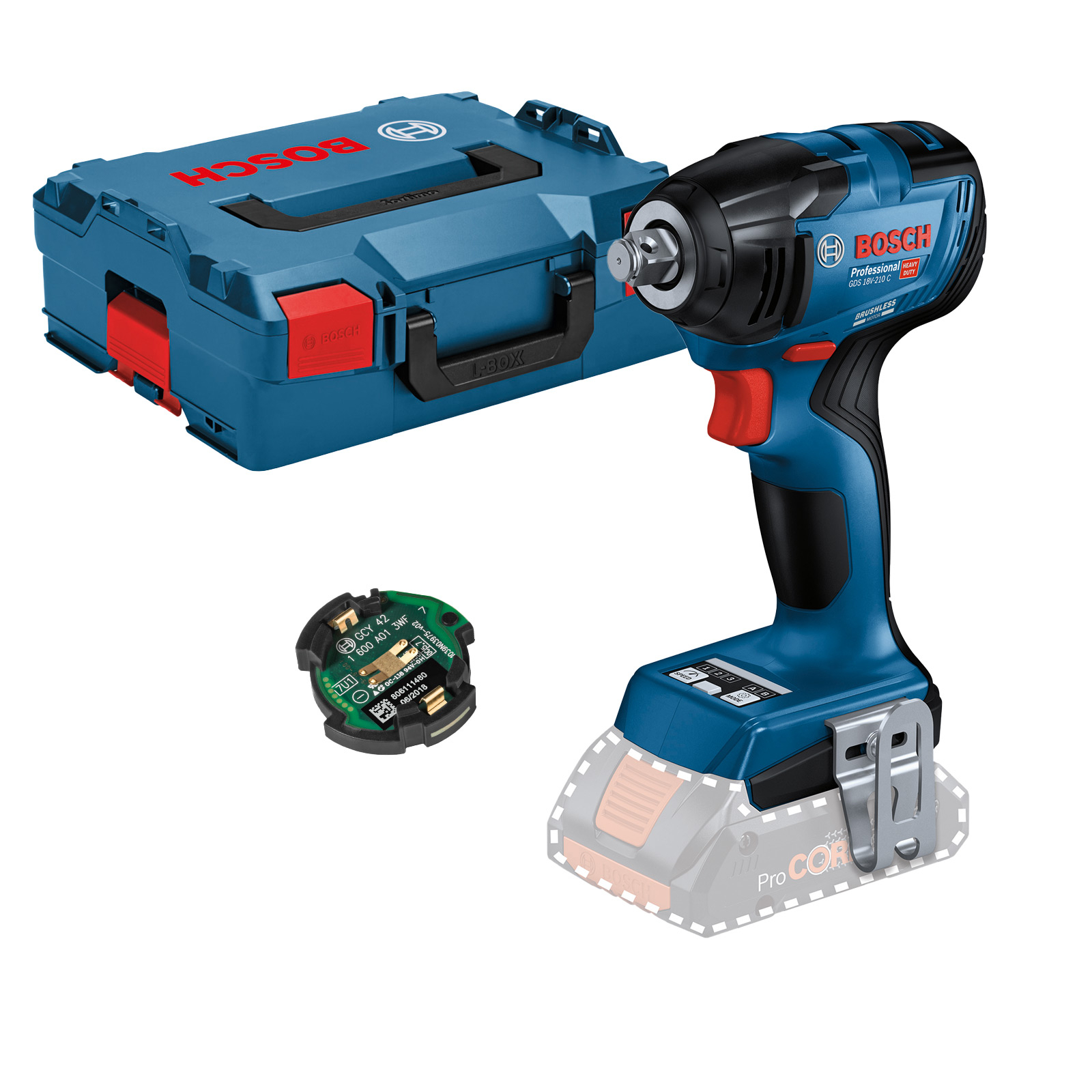 Bosch Akku-Drehschlagschrauber GDS 18V-210 C Solo + GCY 42 in L-Boxx - 06019J0301