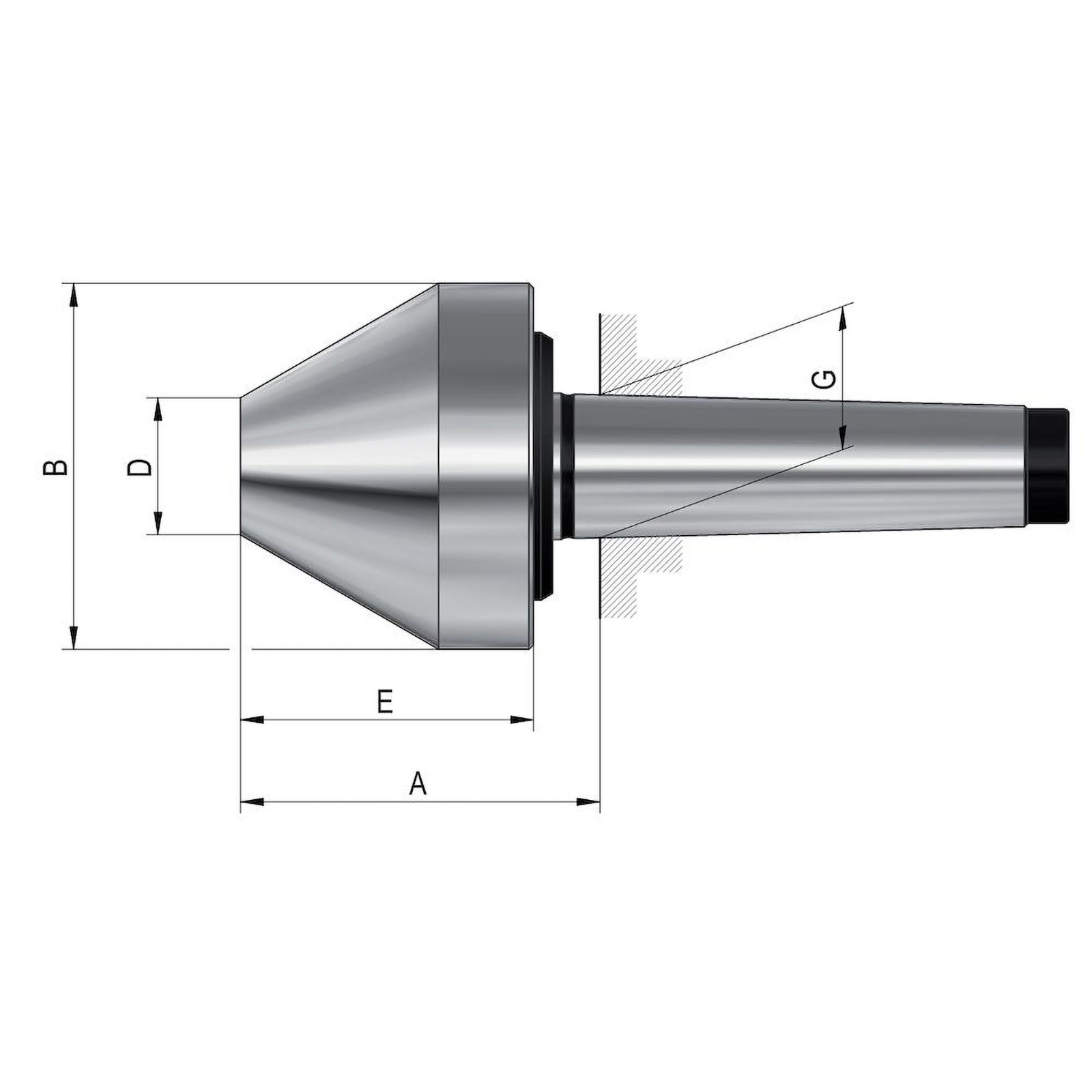 Röhm Mitlaufender Zentrierkegel, Aufnahme MK 4, Größe 173a, stumpf, 60° - 044023