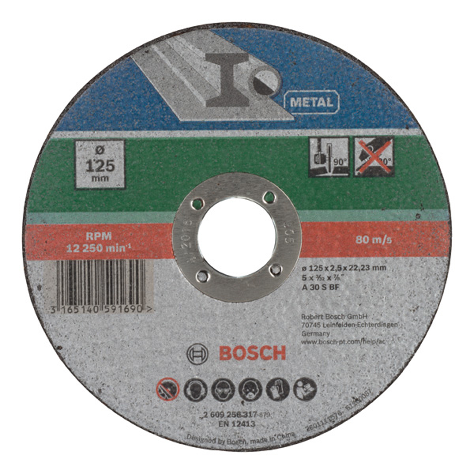Bosch Trennscheibe gerade Metall D= 125 mm Dicke= 2,5 mm - 2609256317