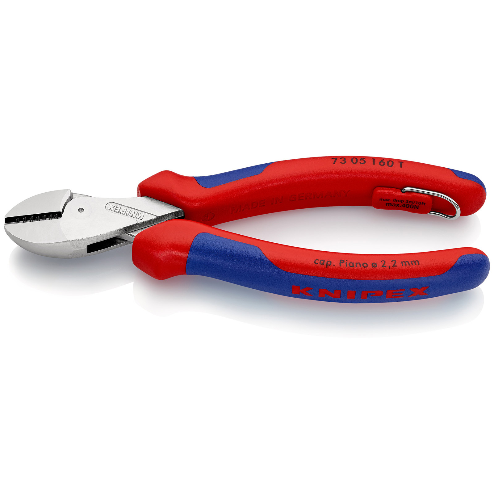 Knipex X-Cut mit Befestigungsöse verchromt, mit Mehrkomponenten-Hüllen, mit integrierter Befestigungsöse zum Anbringen einer Absturzsicherung 160 mm - 7305160TBK