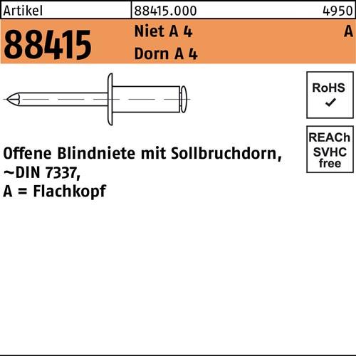 Blindniete R 88415 FLAKO 3x 12 Niet A 4/Dorn A 4 500 Stück