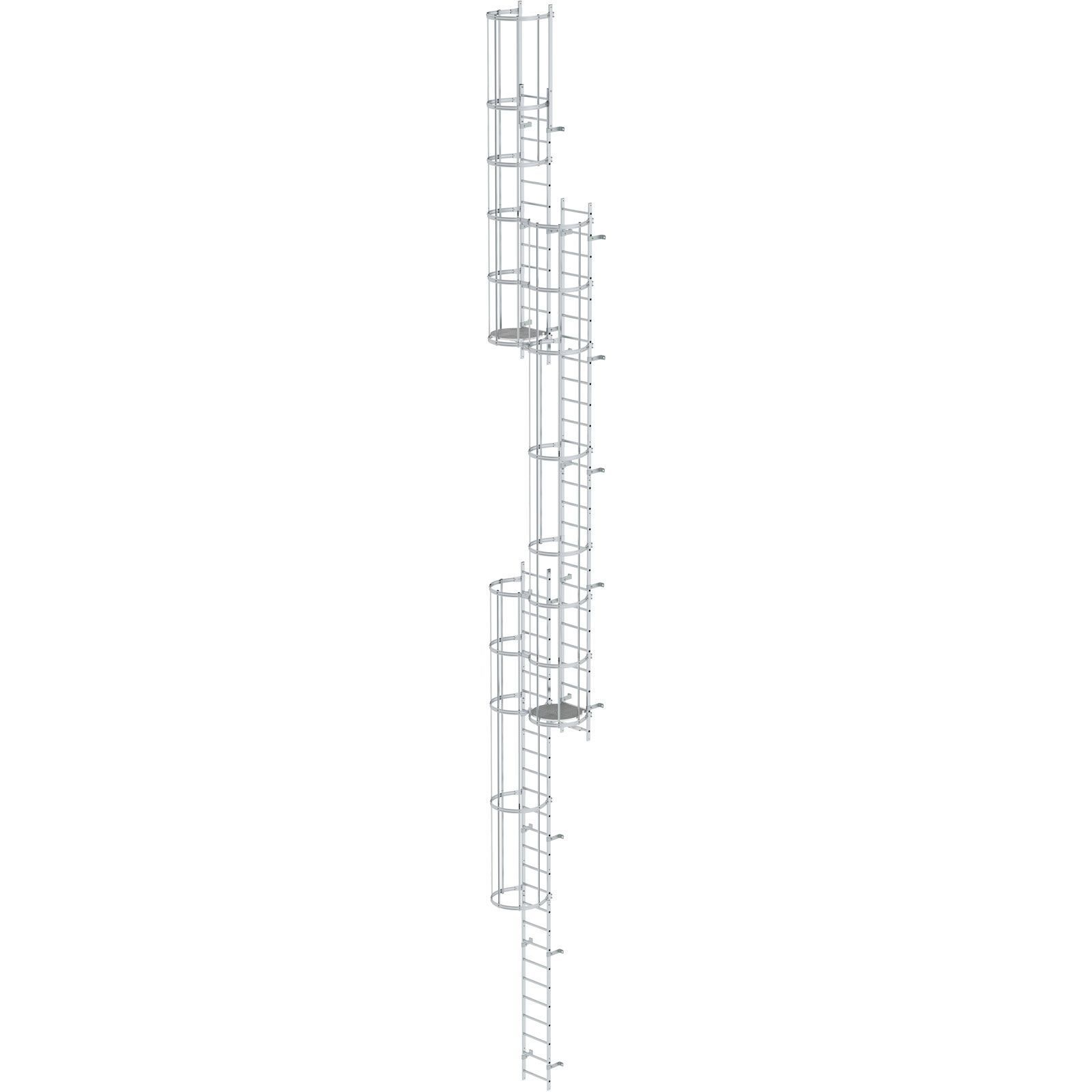 Günzburger Steigtechnik mehrzügige Steigleiter mit Rückenschutz (Notleiter) Aluminium blank 15,2 m - 510245