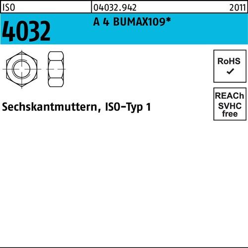 Sechskantmutter ISO 4032 M10 A 4 BUMAX109 50 Stück BUFAB