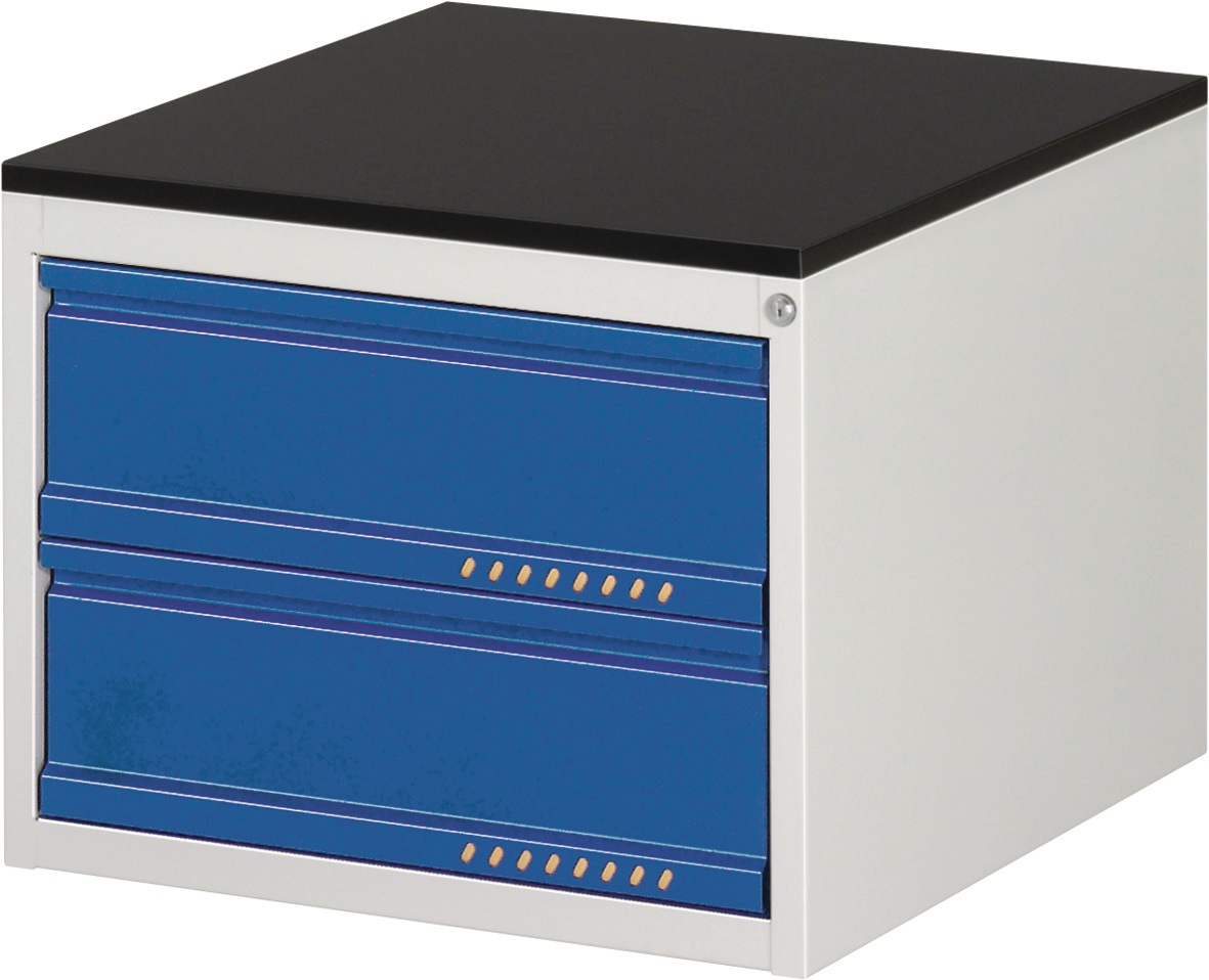 Schubladenschrank BK 650 H460xB580xT650mm lichtgrau/blau 2Schubl.Einfach.TECWERK